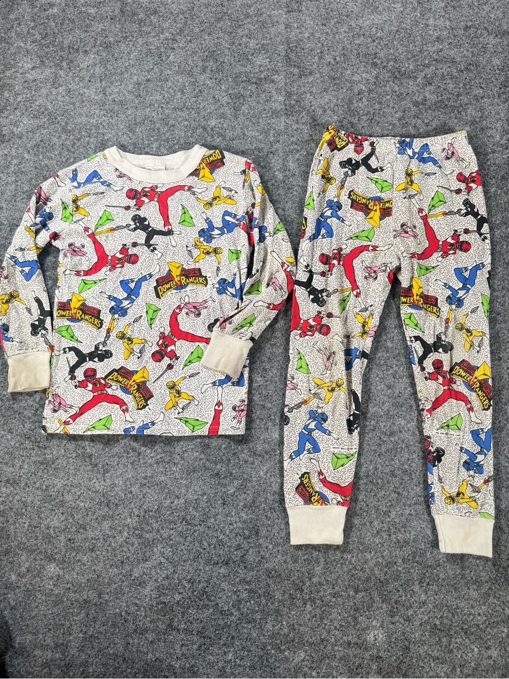 Vintage 1993 Mighty Morphin Power Rangers Pajama Set Kids Size 8 USA